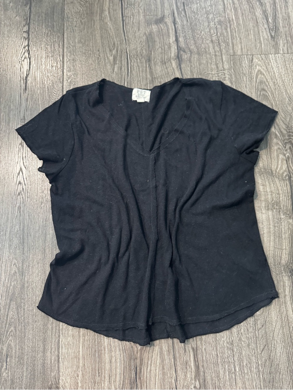 PST Los Angeles project social T Black V-Neck Short Sleeve Women's Top small
